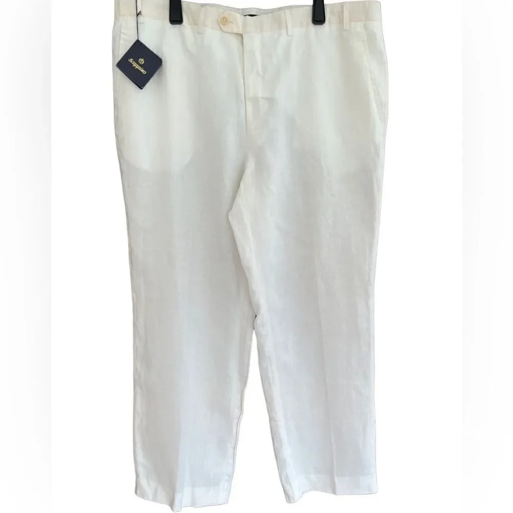 New with tags Scappino white linen trousers size 42.